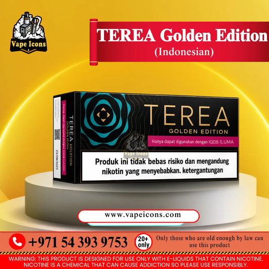IQOS TEREA Golden Edition Indonesian flavor pack for IQOS ILUMA available at Vape Icons UAE.