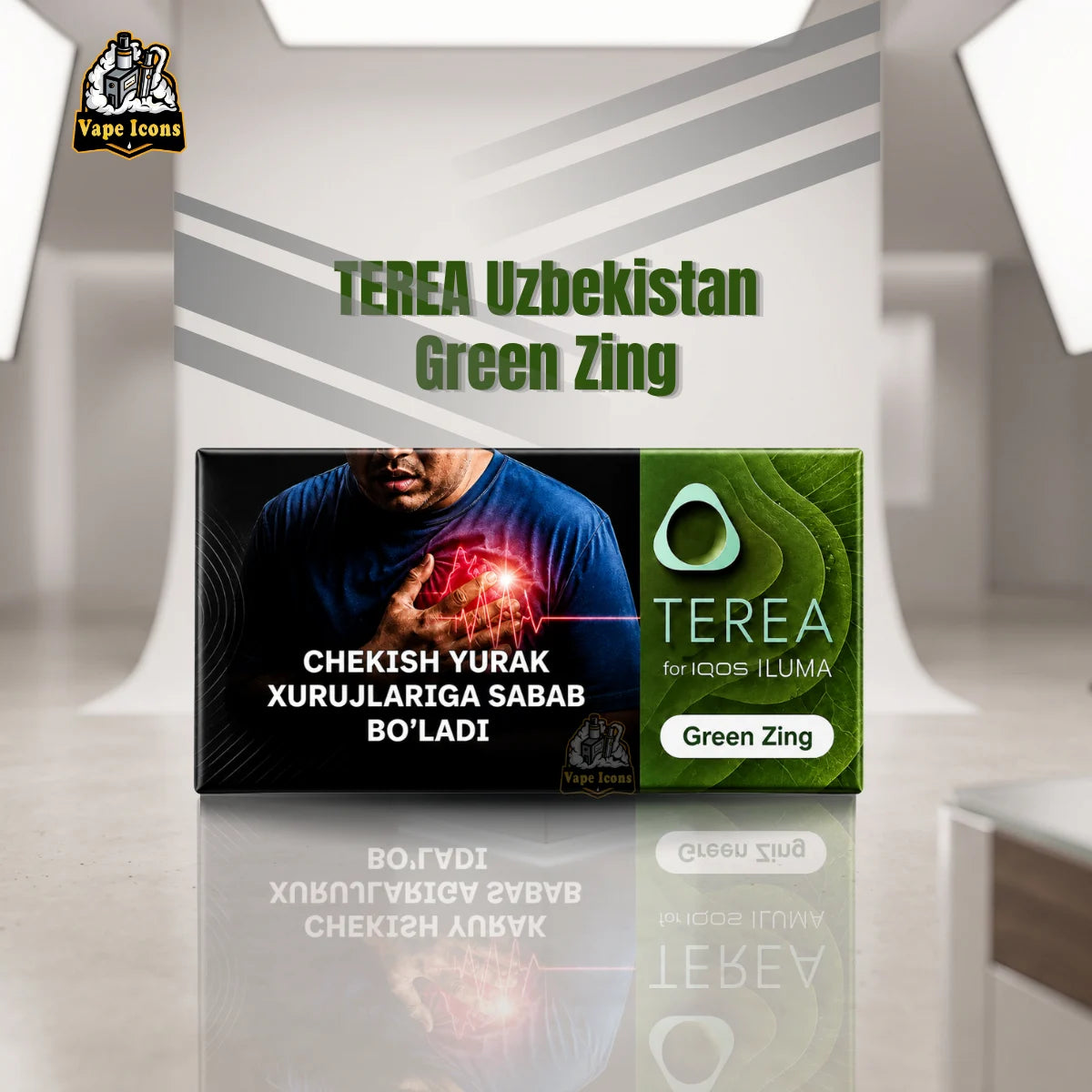 TEREA Green Zing Uzbekistan Heets Studio Shot - IQOS ILUMA | Vape Icons