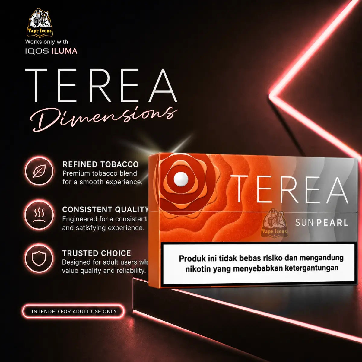 Terea Sun Pearl Dimensions heatstick product box compatible with IQOS Iluma device