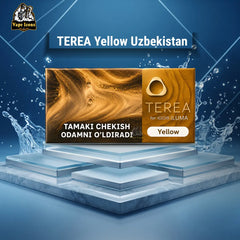 TEREA Yellow Uzbekistan Heets with Blue Water Splash Effect - IQOS ILUMA | Vape Icons
